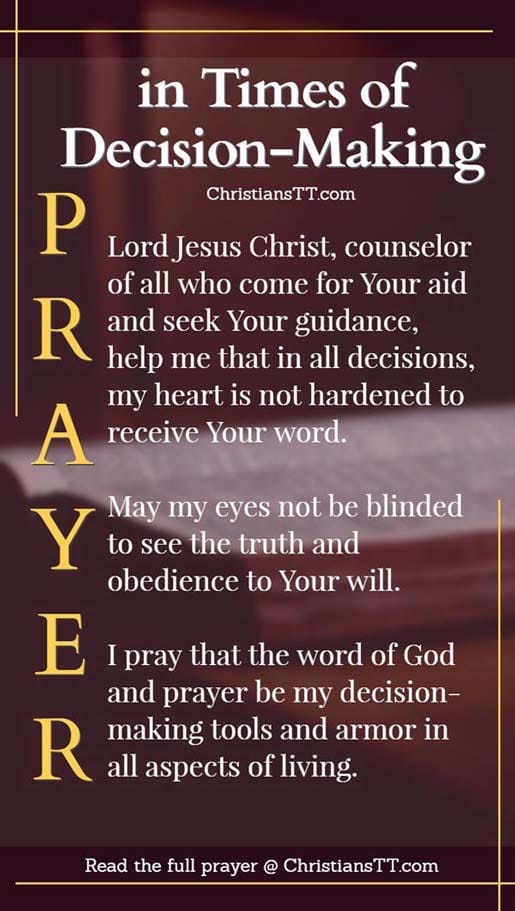A Prayer in times of decision-making